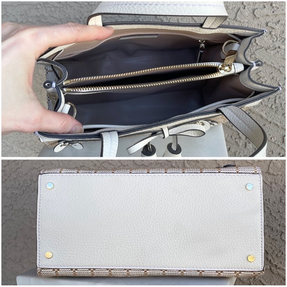 KATE SPADE White & Cream Honeycomb Beaded Bee Leather Crossbody Satchel Bag - Picture 12 of 13